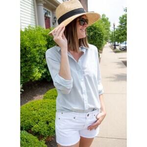 Thom Kelly Brynn Shirt •Women S• Striped Button Down Cotton Oxford